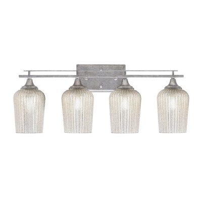Uptowne 4 Light Bath Bar Shown In Aged Silver Finish With 5" Textured Glass