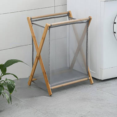 Household Essentials Collapsible Wood X-Frame Laundry Hamper