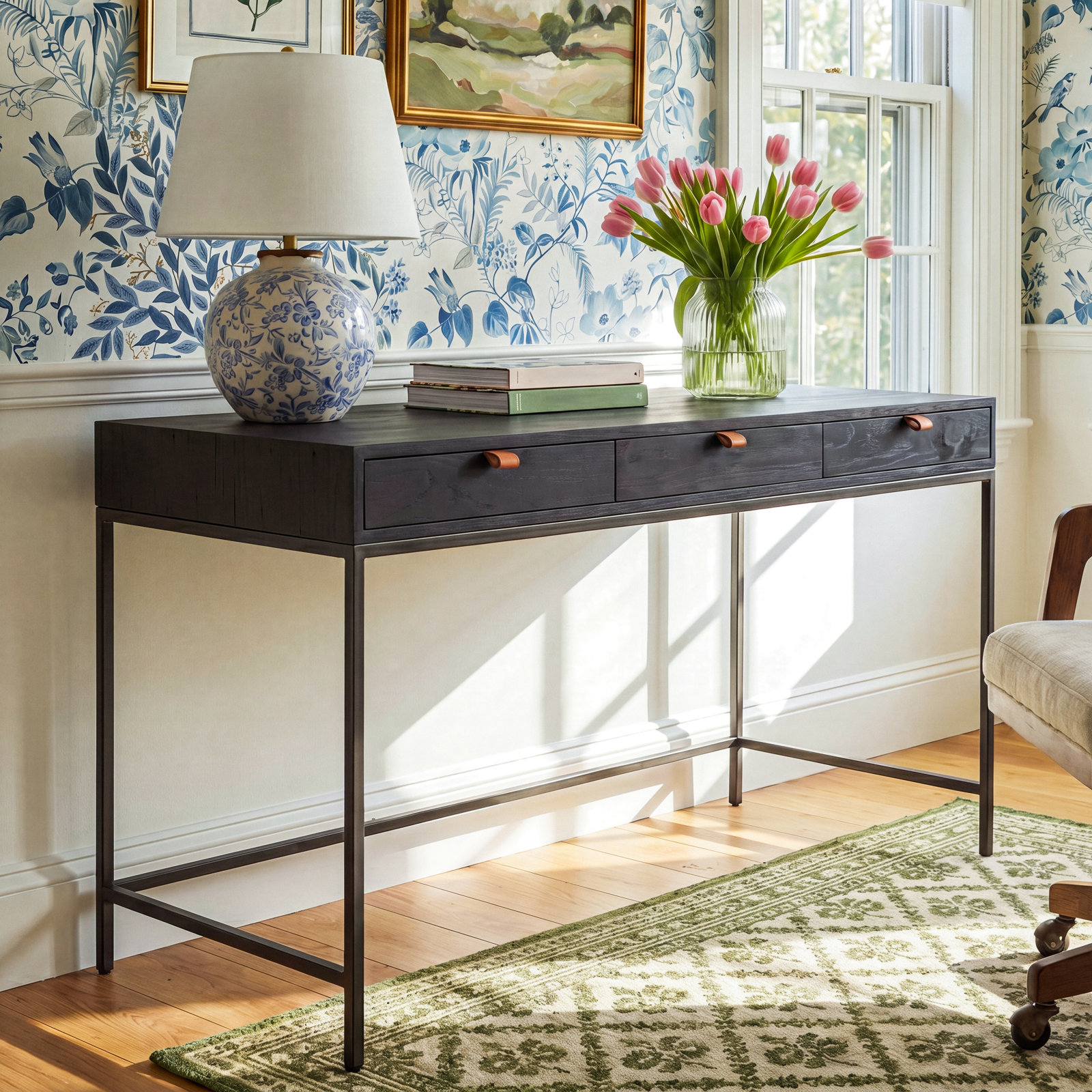 Loki 59.75 " Writing Desk, Black Wash Poplar