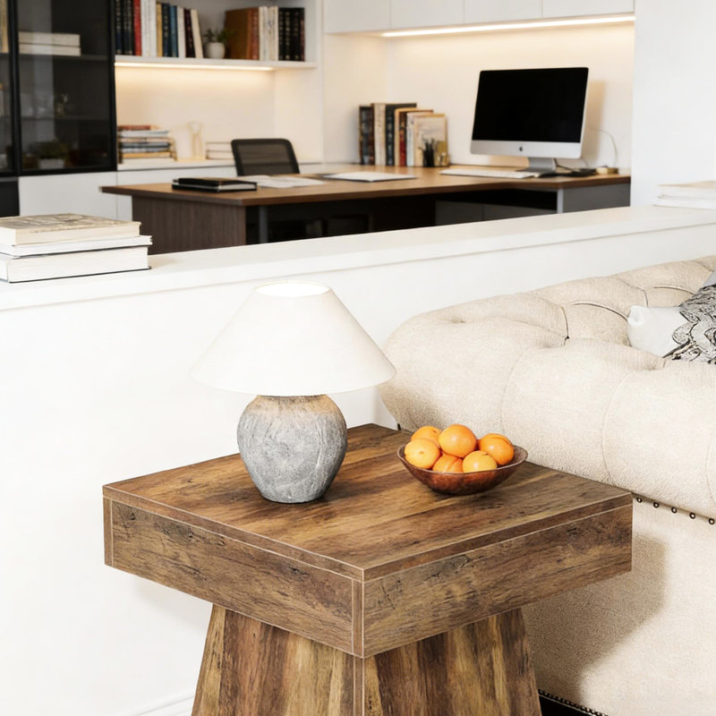 Table de chevet étroite, table d'appoint fonctionnelle carrée, d'inspiration naturelle, finition rustique, petite table basse d'inspiration solide avec table de chevet Woodland. Il a une hauteur de 23,22 pouces et est facile
