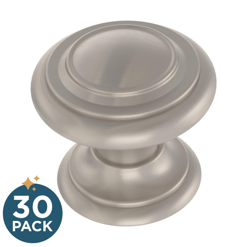 Nickel Matte Round Cabinet Knobs with Mounting Hardware, 30-Pack