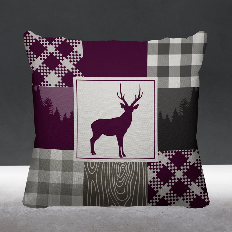 Coussin intérieur / extérieur Range Trees Cabin, 15 po x 15 po, Mauve, Carré