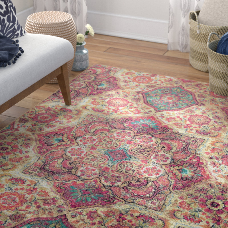 Tapis mauve/rose/crème Asherman