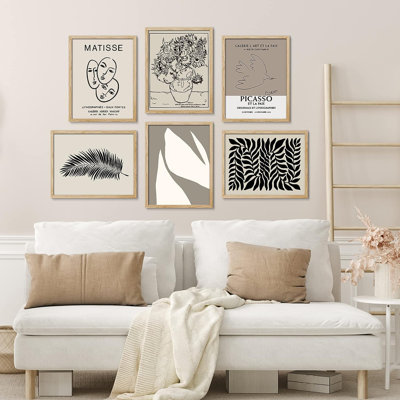 " SIGNLEADER Framed Duotone Matisse Tropical Jungle Leaf Wall Art, Set of 6 Abstract Geometric Wall Decor Prints, Minimalism Wall Decor for Living Room, Bedroom " by Henri Matisse and Pablo Picasso 6 Piece Art Graphic Art Print