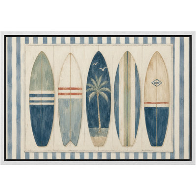 Coastal Surfboard Collection Beach Decor Framed Canvas Master Bedroom Wall Art Work Print