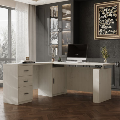 Electric Height Adjustable Standing Desk With Storage & Wireless Charging, MDF Sit-To-Stand Office Desk With Memory Control