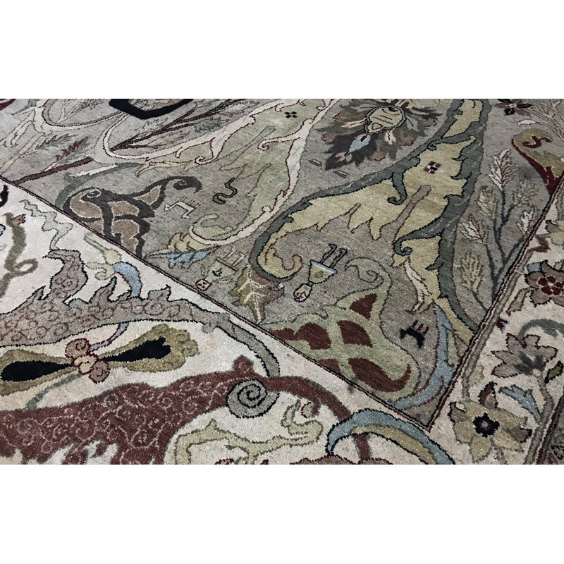 Tapis ivoire et chameau noué à la main de haute qualité