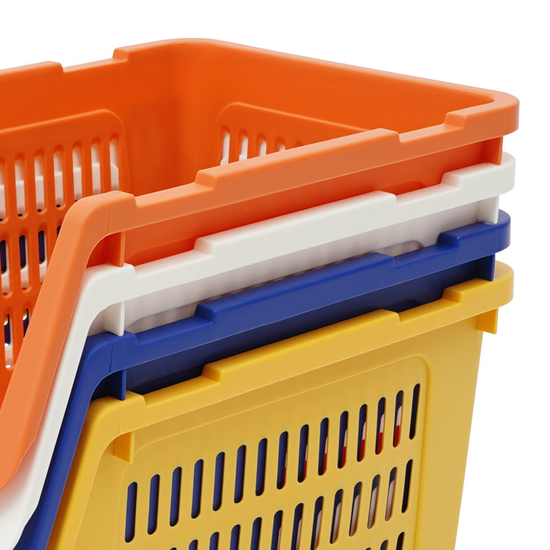 Panier de rangement empilable 9,5 "4PCS, Orange; blanc; beige; bleu