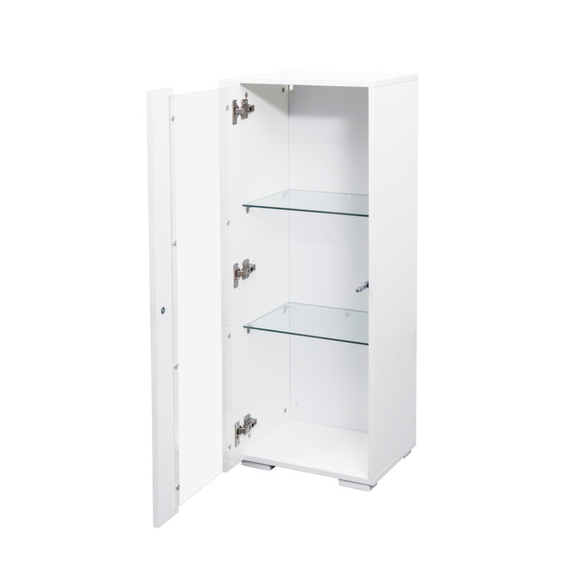 Armoires de rangement avec lampe à bande en aluminium, avec tablettes en verre, pour le salon / la chambre à coucher / le bureau