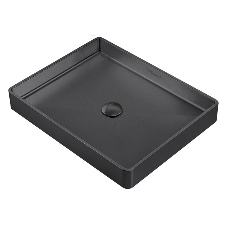 Noah Plus Rectangular Vessel Bathroom Sink, Matte Black
