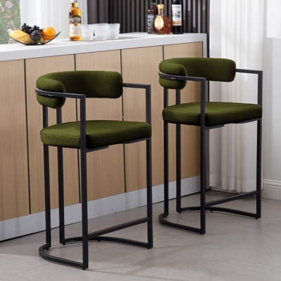 Upholstered Counter Stool with Metal Frame