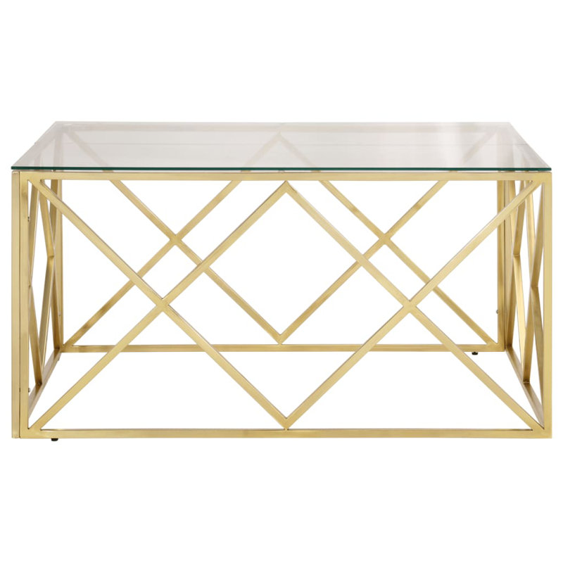 Cassius Four Leg Coffee Table, Clear, Gold