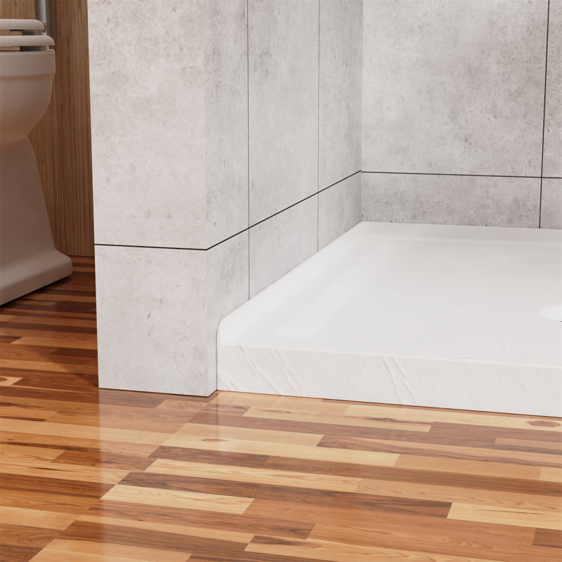 Goodyo 36"x36" Shower Pan 3.3" Height Double Threshold Shower Base in Slate White, Anti-slip Acrylic, Center Drain (no Drain Sets)