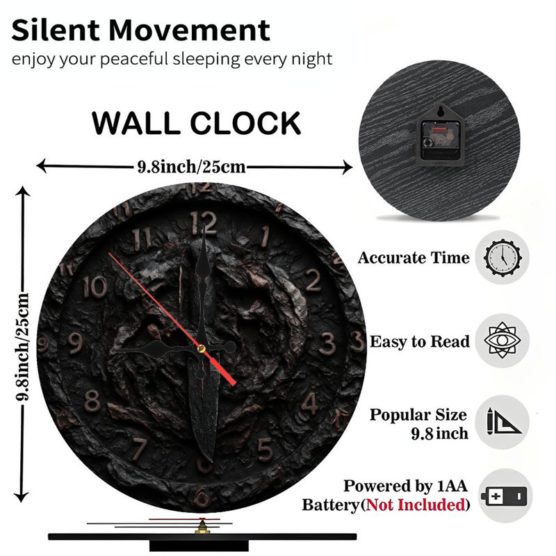 Dark Gritty Dagger Clock