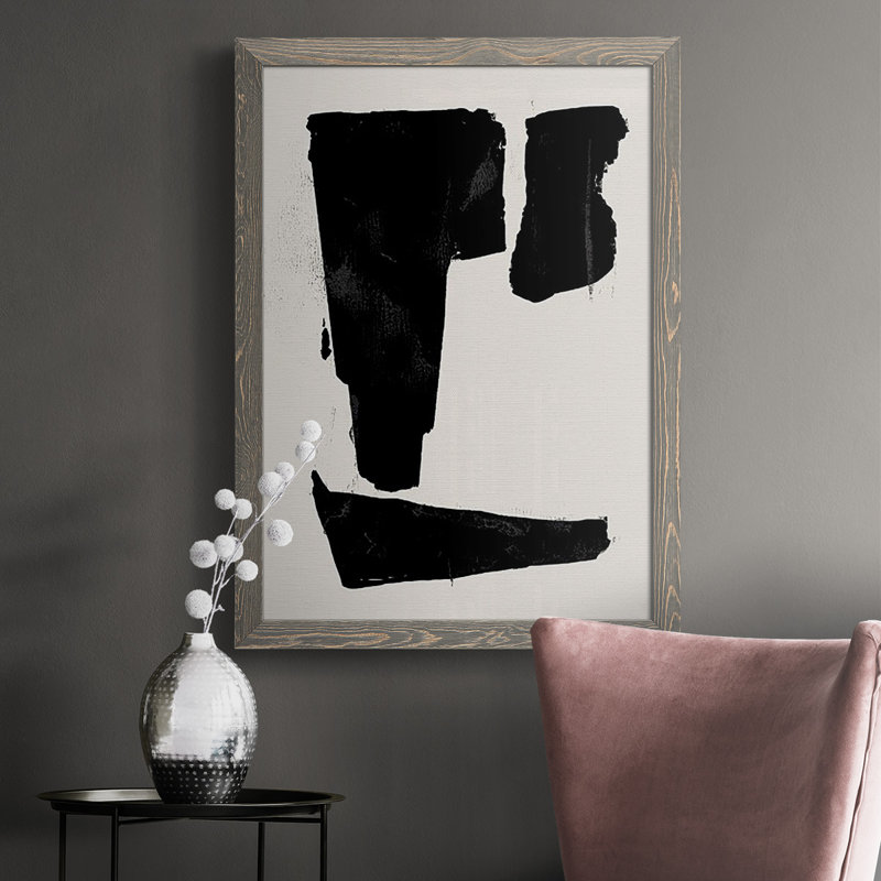 «Triple Block Print I», reproduction sur toile simple encadrée, H 37,5 po x l 27,5 po x P 1 po, Gris