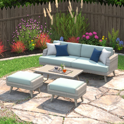Ehrenfried 4 Piece Sofa Seating Group With Sunbrella Cushion Covers