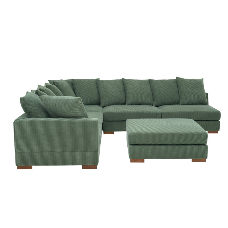 Canapé modulaire rembourré 6 pièces Bonsell, Velours côtelé vert forêt