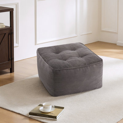 Soft And Supportive Corduroy Compression Footrest Pouf Ottoman