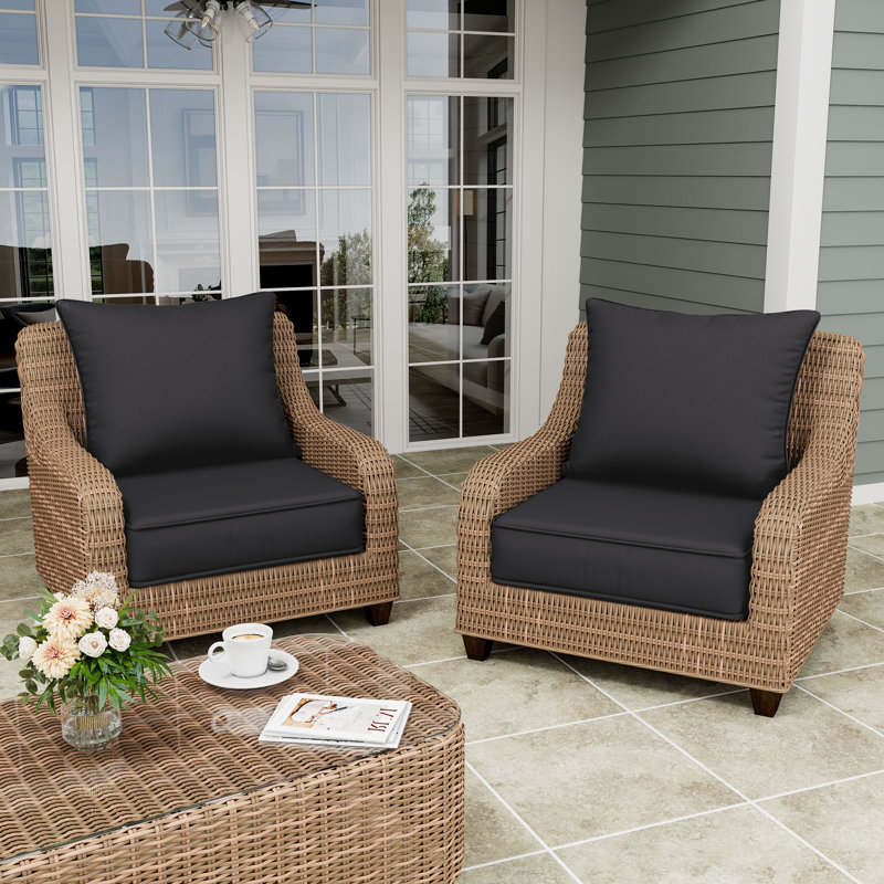 Housse de coussin de siège d'extérieur pour patio avec fond antidérapant, 2, L 22 po x P 22 po, Gris