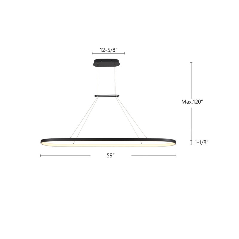 Eerie Pendant Light, 122.76" H x 59" W x 14.25" D, Black