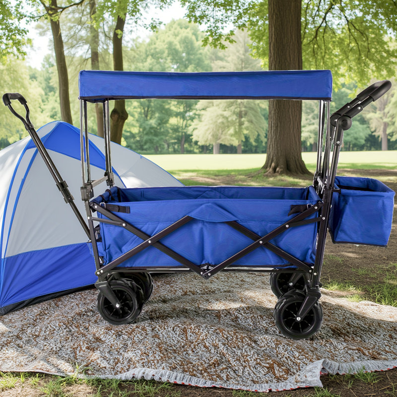 Très grand chariot de jardin pliable avec auvent amovible: chariot utilitaire multifonctionnel pour toutes les occasions