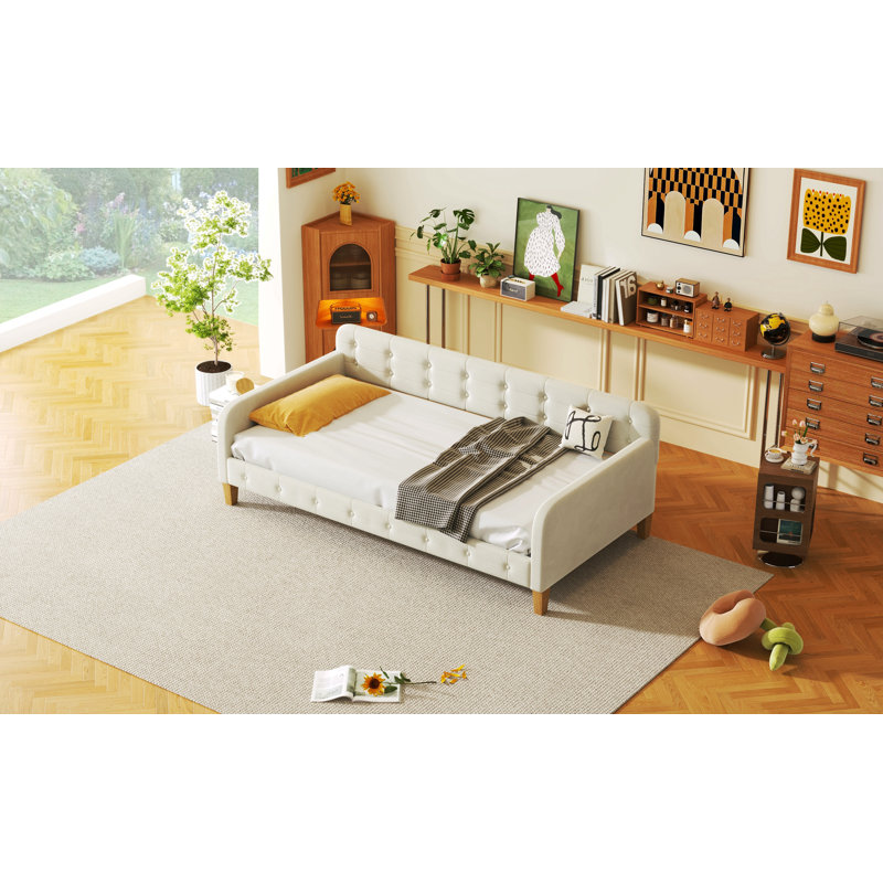 Jeroma Upholstered Daybed, Twin, Rubine