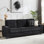 Canapé en velours côtelé 83,86 po, canapé moderne à 3 places, mobilier de salon, chambre à coucher, bureau, noir