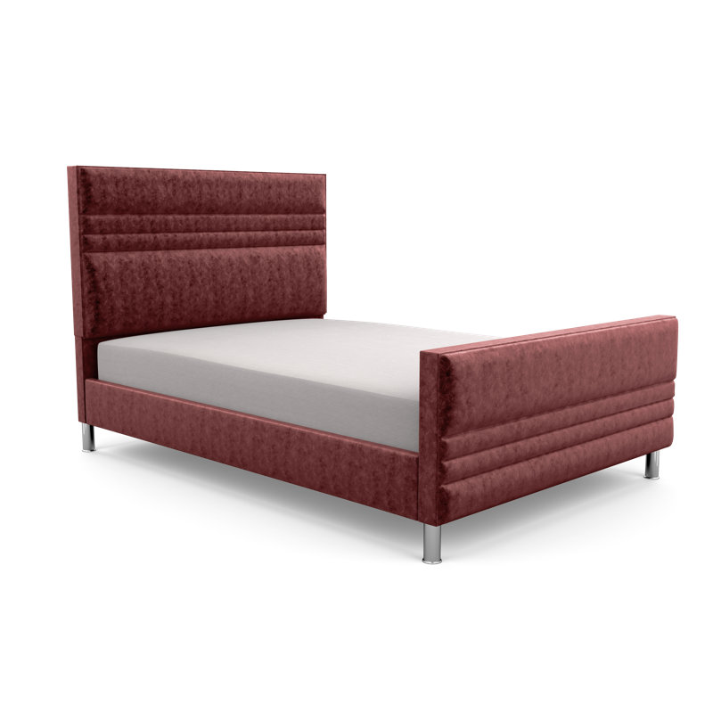 Upholstered Bed, Small Single (2'6), Crushed Velvet, Mulberry