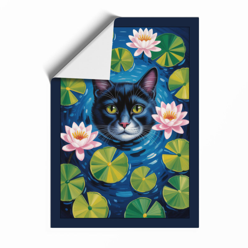 Cat Among Lilies Modern - Framed Print, A1 - 84.1 x 59.4 cm, Unframed