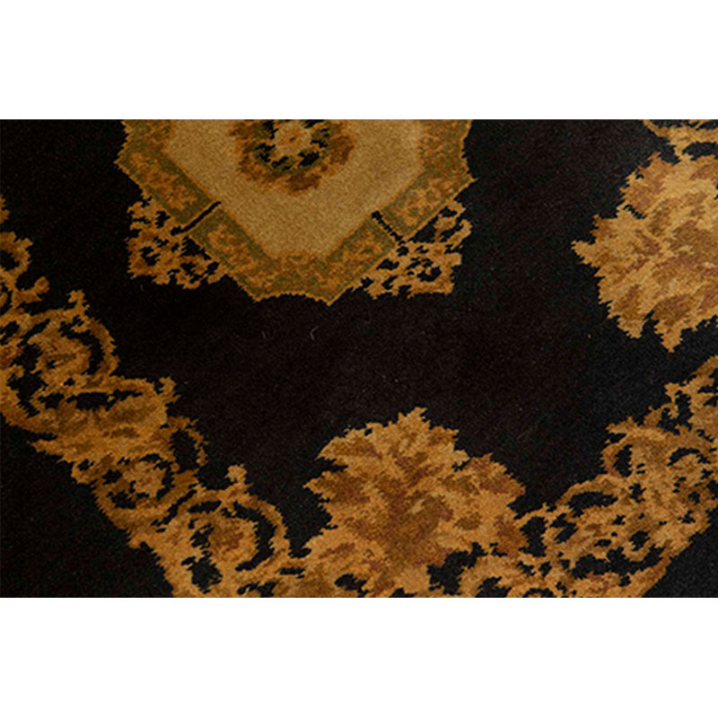 Wool Oriental Area Rug in Black/Gold