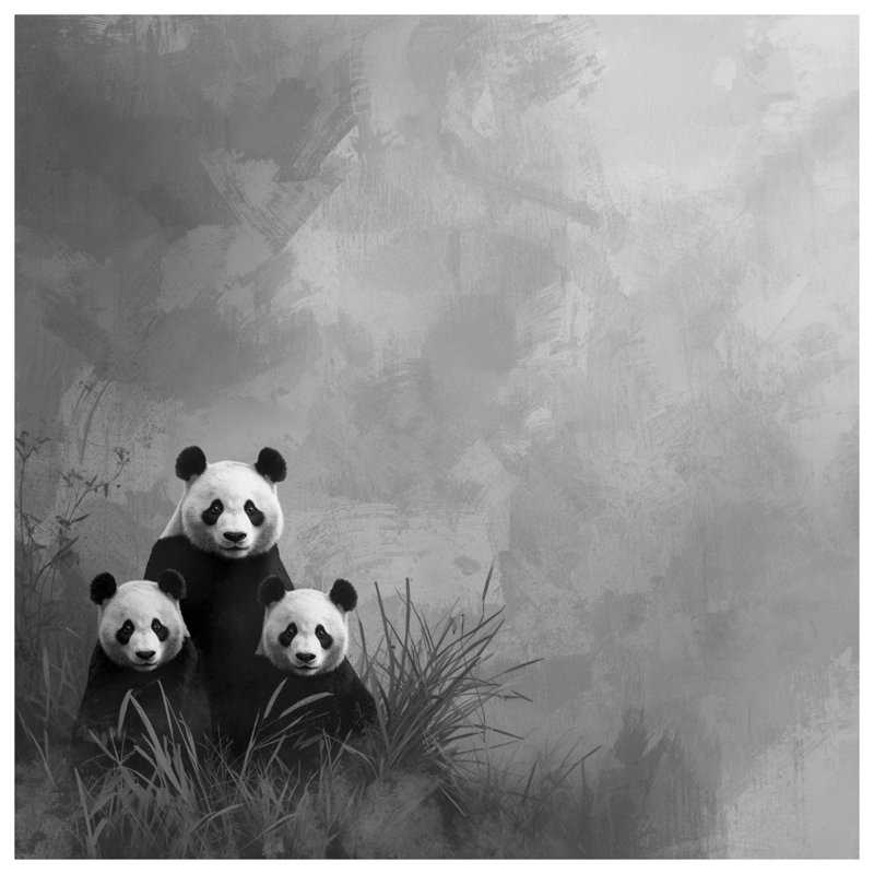 Coussins à double face Family of Giant Pandas, 16 x 16 inches