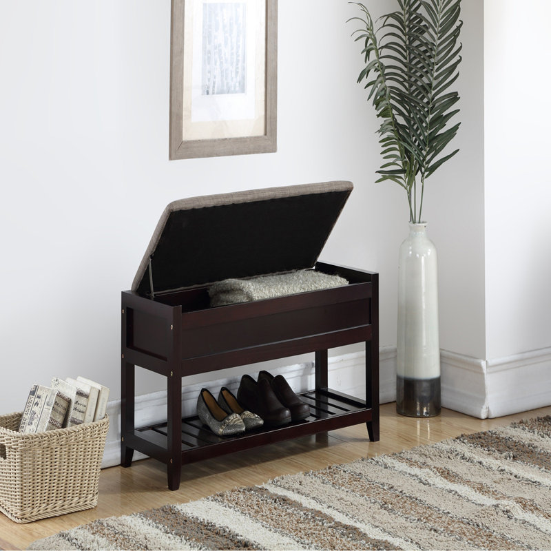 Banc de rangement rembourré avec couvercle rabattable Ingleside, Espresso