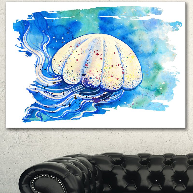 «Jellyfish Watercolor», reproduction d'art sur toile abstraite, H 20 po x l 20 po x P 1 po, Toile tendue