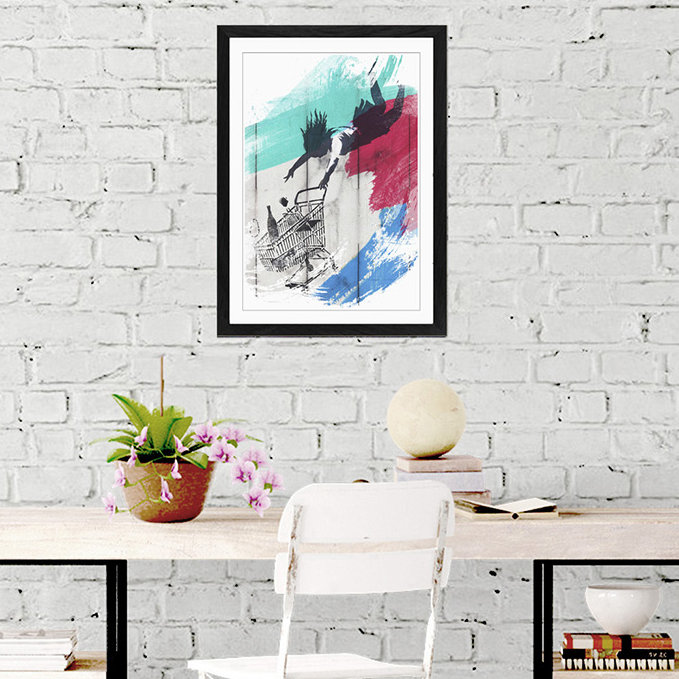 Shop Until You Drop Banksy Graffiti Framed Art - Framed Print
