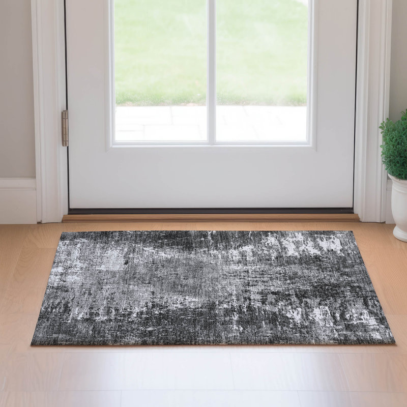 Premium Machine Washable Prisco Gray Rug, Rectangle 1'8" x 2'6"