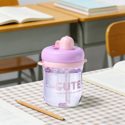 Bouteille d'eau avec gobelet en paille à haute apparence de 650 ml BPA