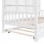Lit simple, maison en bois avec lit gigogne, enfants avec tablette, blanc