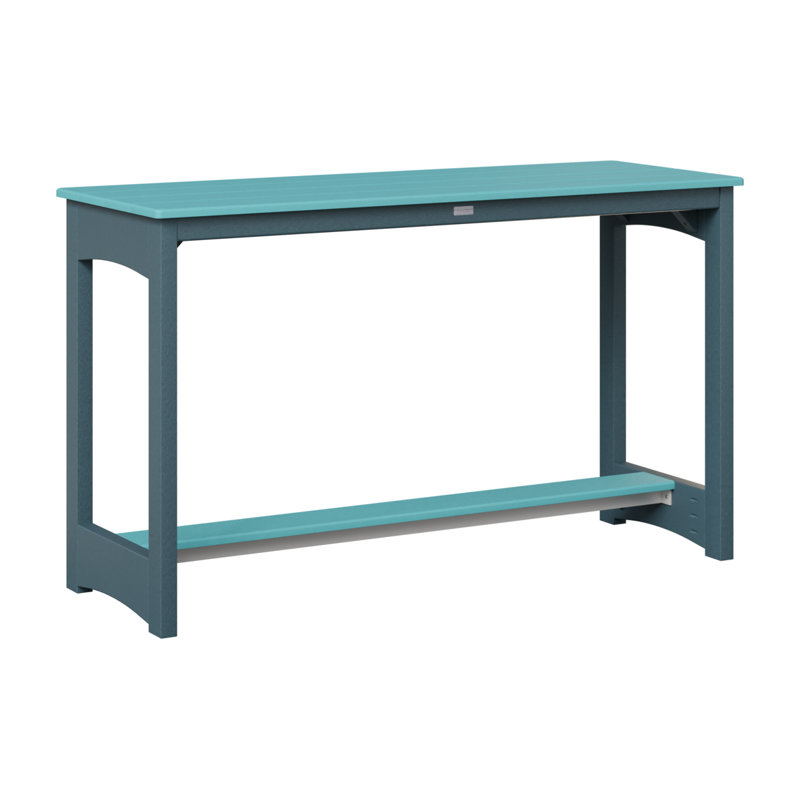 Balcony Outdoor Bar Table, Slate, Aruba Blue, 35.5" H x 60" W x 22" D