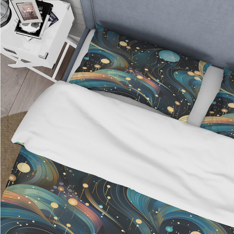 Celestial Dreams Galaxy Pattern I - Polka Dots Duvet Cover Set, Housse de couette pour très grand lit et 2 très
