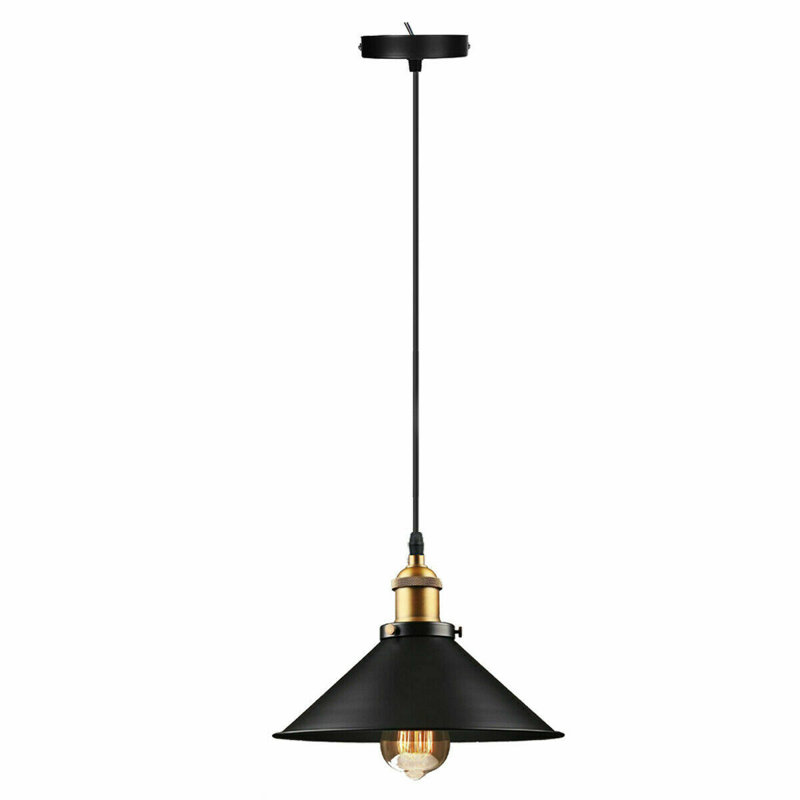 Modern Industrial Cone Pendant Light | Adjustable 1-Light Ceiling Fixture for Kitchen Islands, Dining Areas & Hallways, Black