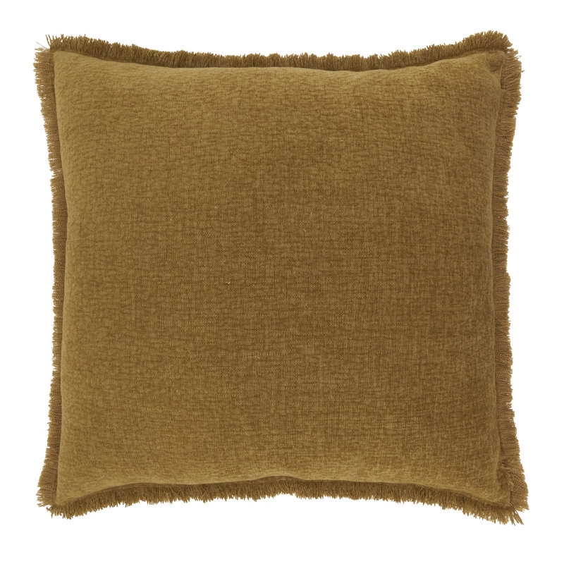 Coussin décoratif Fringe Edge, Jaune, 20 po x 20 po, Duvet de canard