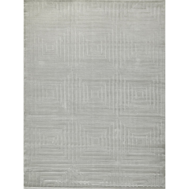 Tovello Modern Handmade Silky Nylon Light Silver Area Rug, Rectangle 12' x 15'