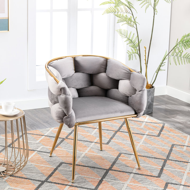 Fauteuil de 28,7 po Masuyo, Velours gris velours, 1