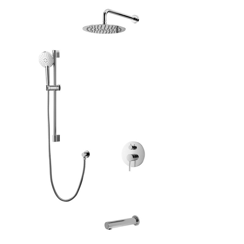 Système de douche complet à 3 voies avec tête de douche murale 10 "Louth, Chrome poli