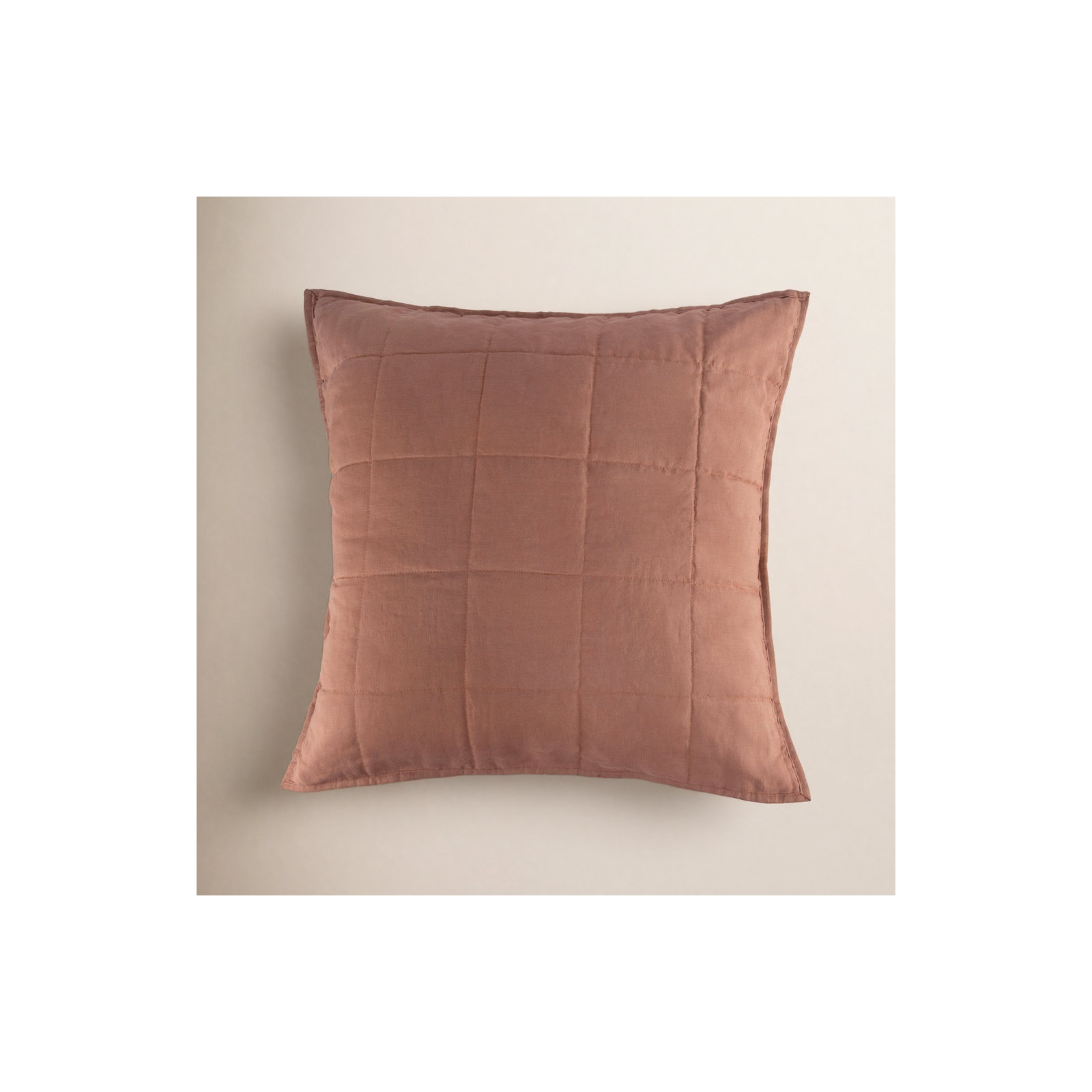 French Linen Box Stitch Quilted Euro Sham, Clay