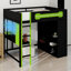 Lit mezzanine peu encombrant avec bureau intégré et garde-robe ouverte-37530825