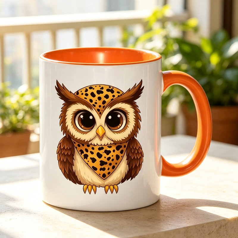 1pc Cute Black Cat Owl with Orange Eyes Ideal for Birth Logo Ceramic Coffee Mug Coffee Cup Tea Mug Birthday Gift Office Can Hold Tea Milk.