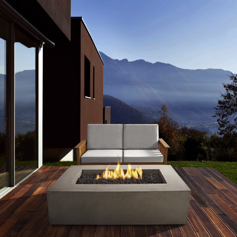 BALTIC Concrete Fire Pit Table with Lid, Glacier Gray, Propane, 15.75" H x 50.5" W x 32.5" D