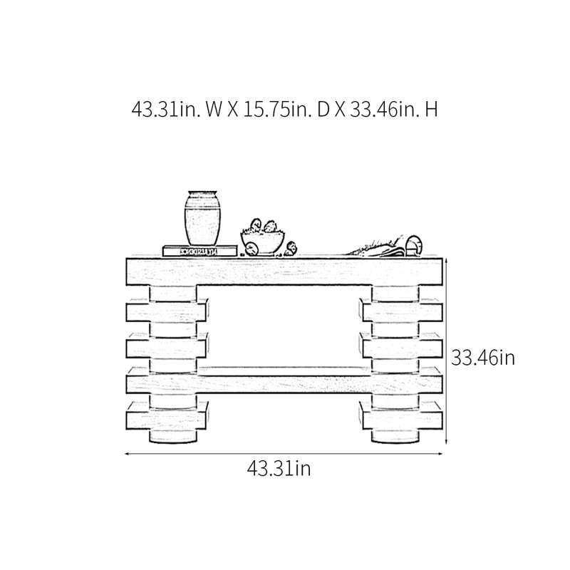 Retro Minimalist Console Table, 33.46" H x 43.31" W x 15.75" D