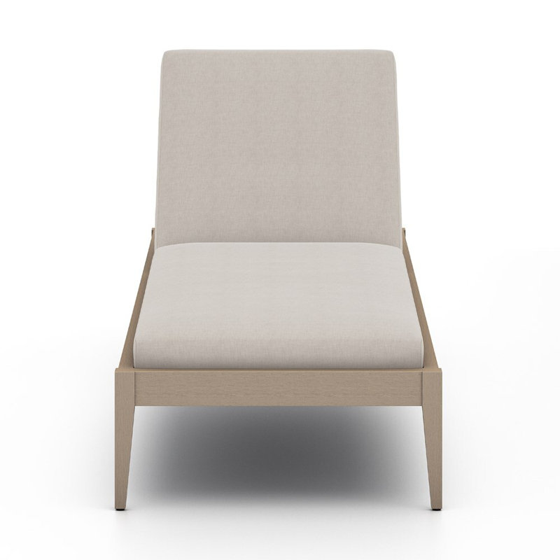 Sherwood Outdoor Teak Chaise Lounge, Washed Brown/Gray, Stone Gray